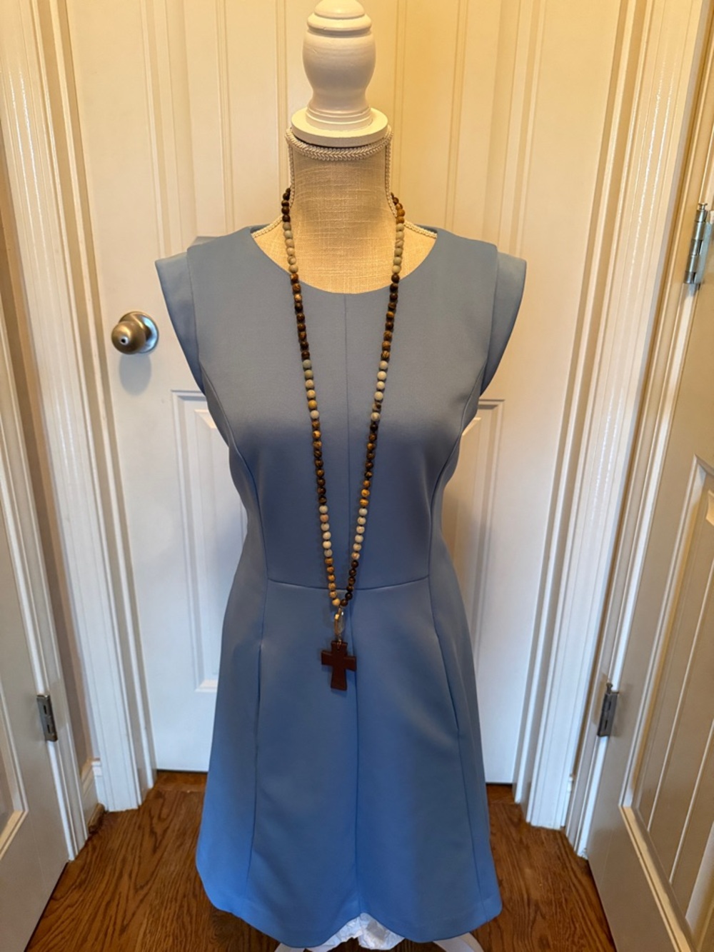 Vince Camuto Classic Sleeveless Light Blue A-Line Dress